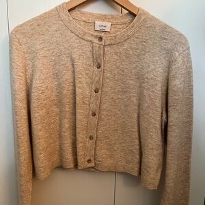 Aritzia - Wilfred Tan Cropped Cardigan Sweater